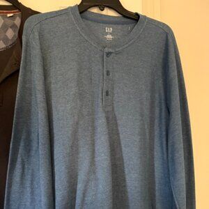 NWOT GAP MENS Double-Knit Henley T-Shirt XL